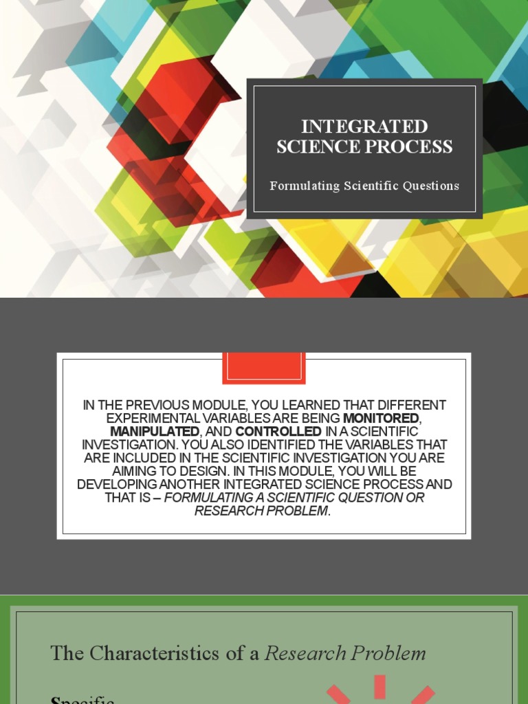 Formulating Testable Scientific Questions | PDF | Science | Water