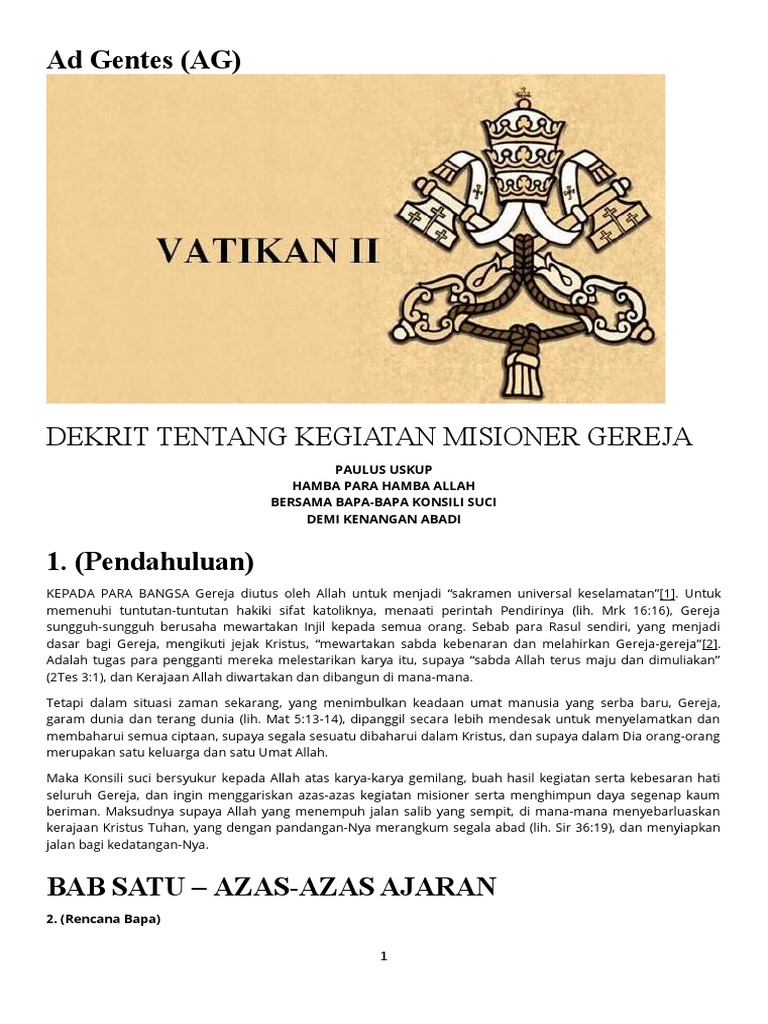 Dekrit Misioner Ad Gentes Gereja | PDF