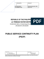 Public Service Continuity Plan (PSCP) : Republic of The Philippines La Trindad Water District