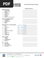 Autoclave PM Inspection Sheet: Plumbing - Pressures