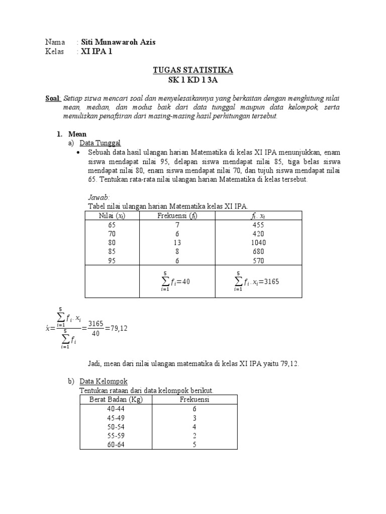 Statistika (Mean, Median Dan Modus)