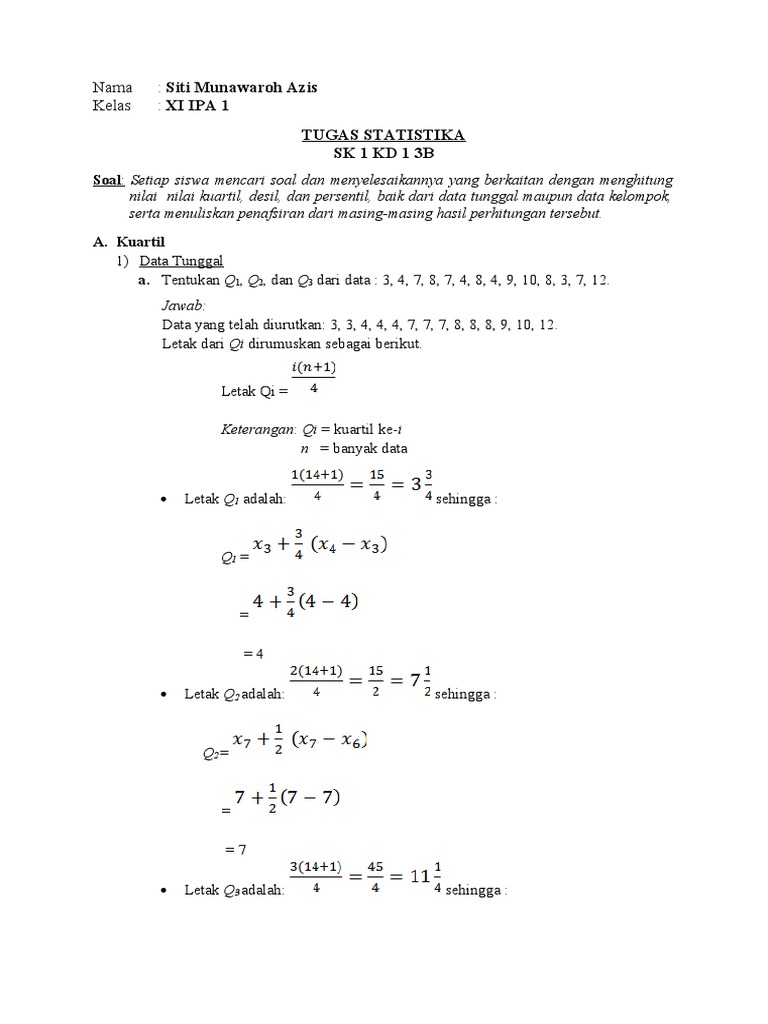 Statistika Quartil Desil Dan Persentil