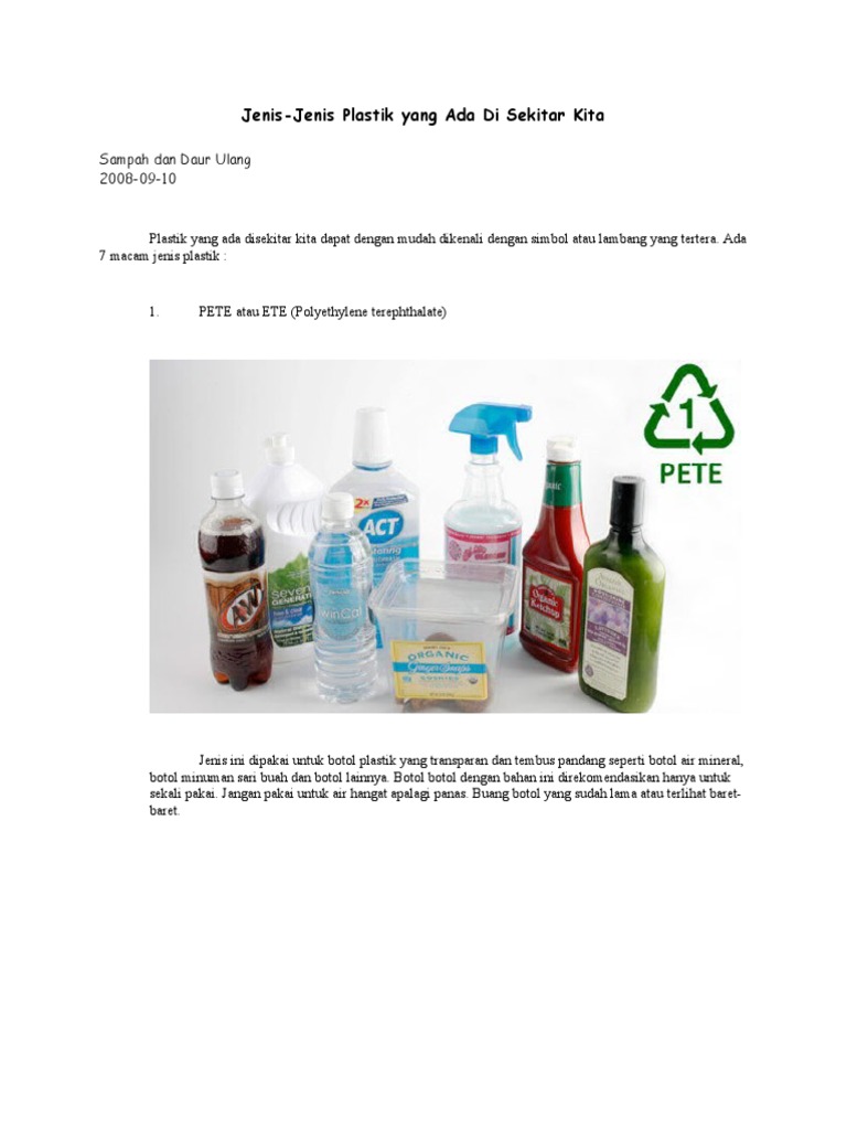 Jenis jenis plastik Jenis jenis plastik