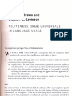 Politeness - Some Universals in Language Usage[1]