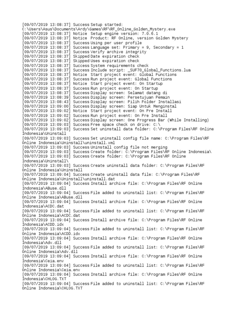 RF Online Setup Log | PDF | Computer File | Radio Frequency