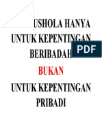 Air Mushola Hanya Untuk Kepentingan Beribadah