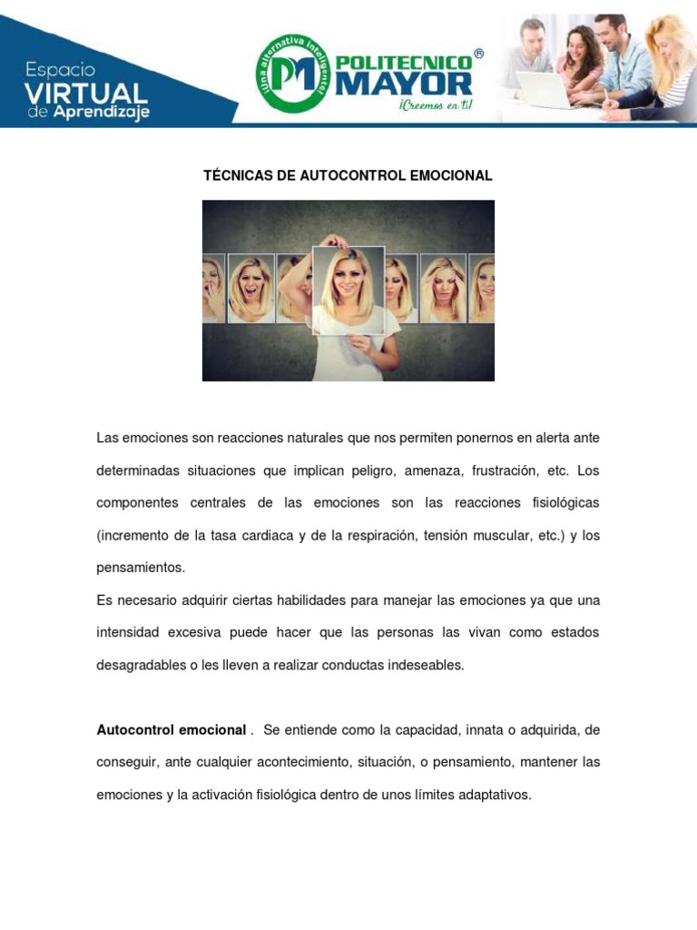 Técnicas de Autocontrol Emocional | PDF | Las emociones | Estrés (biología)
