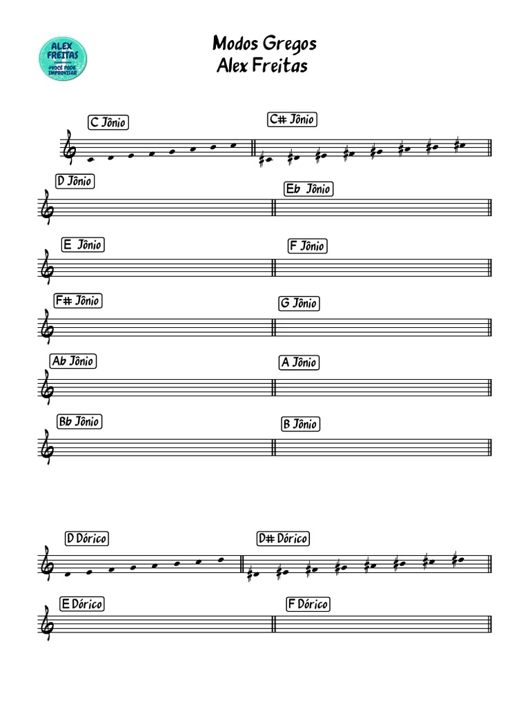 Modos Gregos por Alex Freitas | PDF | Elementos da música | Pitch (música)