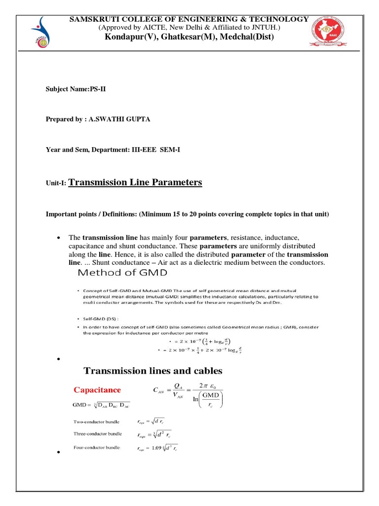 Transmission Line Parameters Overview | PDF | Electric Power ...