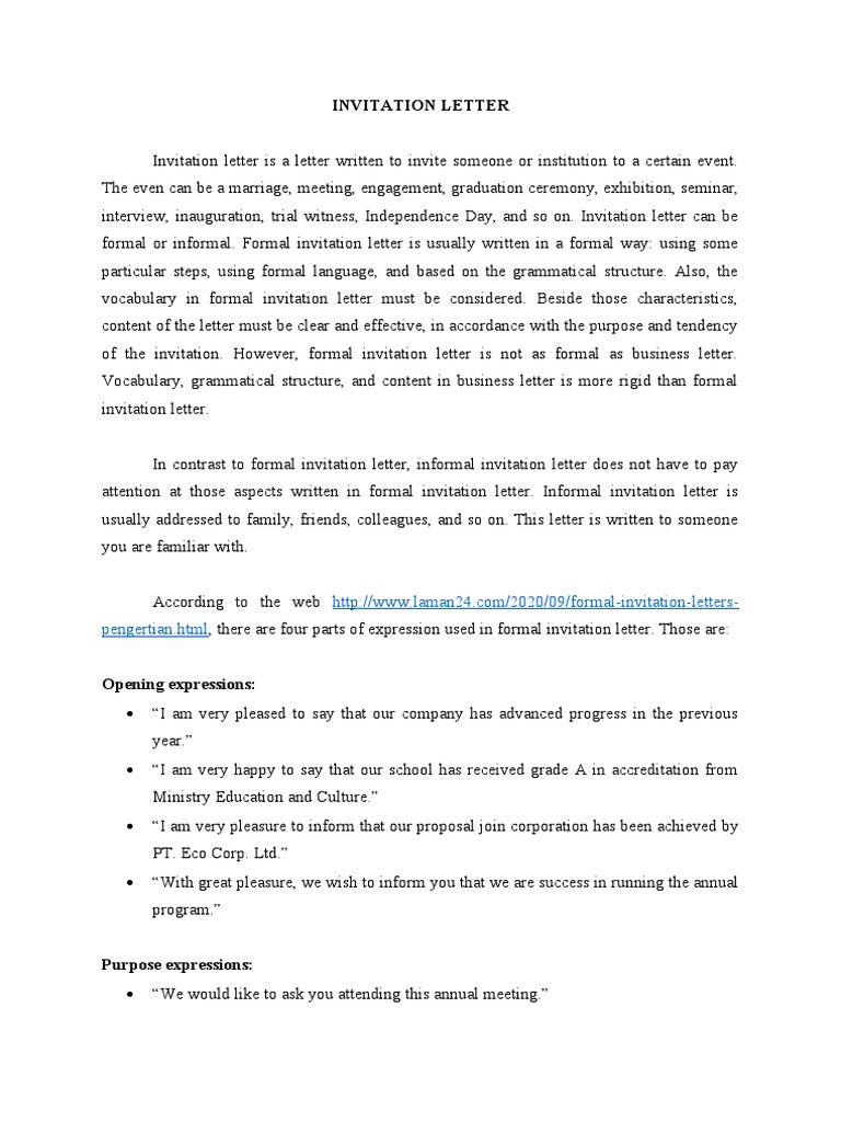 INVITATION LETTER (Definition and Explanation) | PDF | Cognition