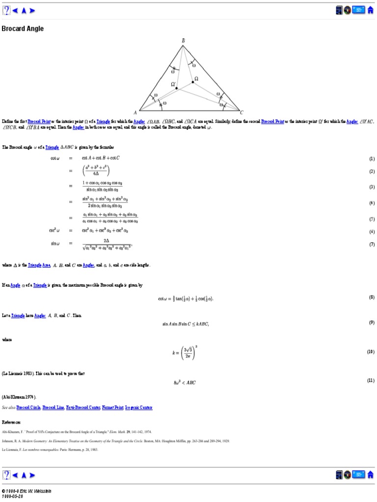Brocard Angle: Brocard Point Triangle Angles Brocard Point Angles ...