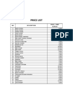 PRICE LIST PUNCAK AREA 2016