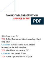 Taking Table Reservation: Sample Script