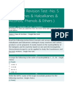 Chemistry Revision Test - No. 5 (Haloalkanes & Haloalkanes & Alcohols, Phenols & Ethers)