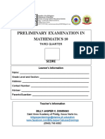 Quarter 3 Preliminary Examination (Math 10)