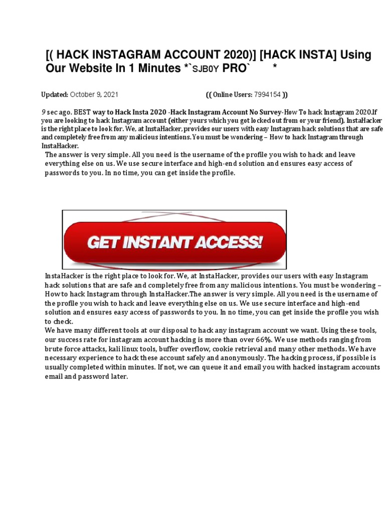 ( (Hack Instagram Account 2020) ) (Hack Insta) Using Our Website in 1 ...