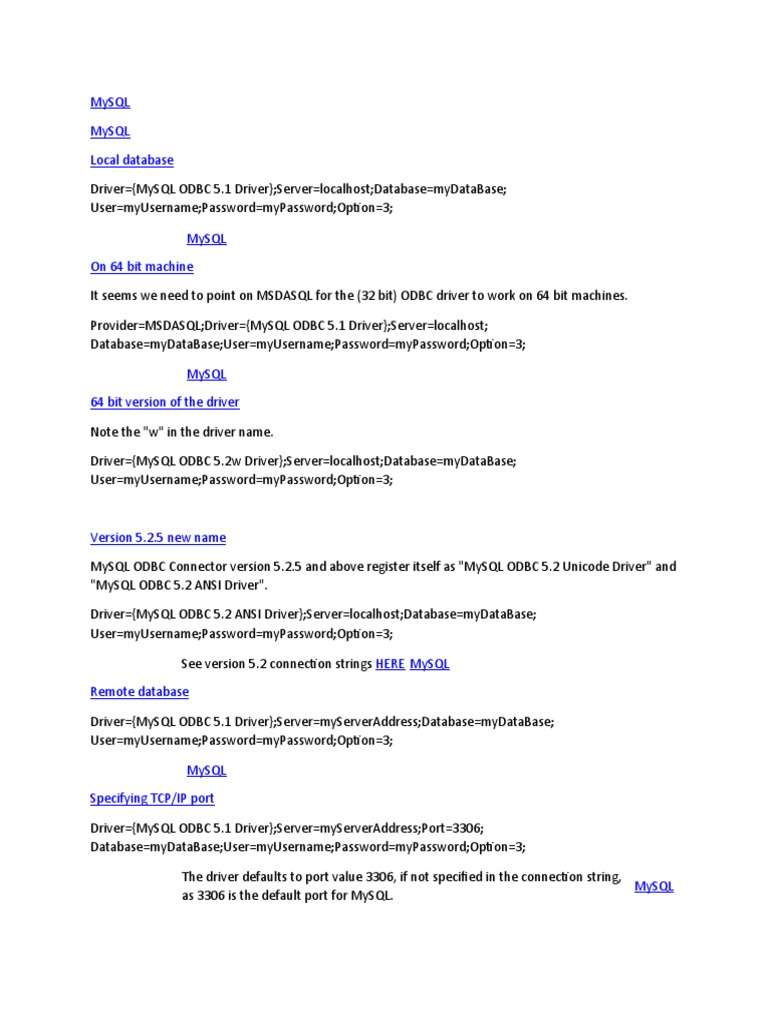 MySQL Connection String | PDF | Network Socket | My Sql