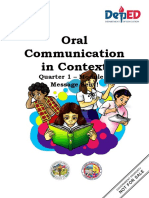 Oral Communication in Context: Quarter 1 - Module 2 Message Sent!