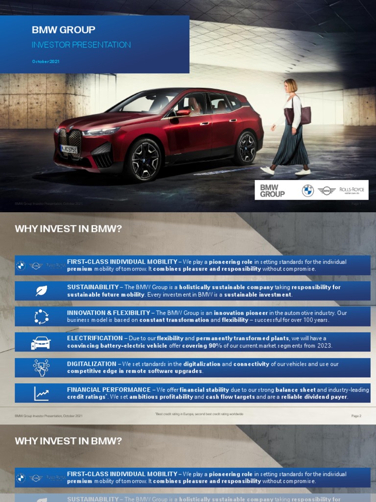 BMW Investor Presentation 2021 PDF Bmw Sustainability