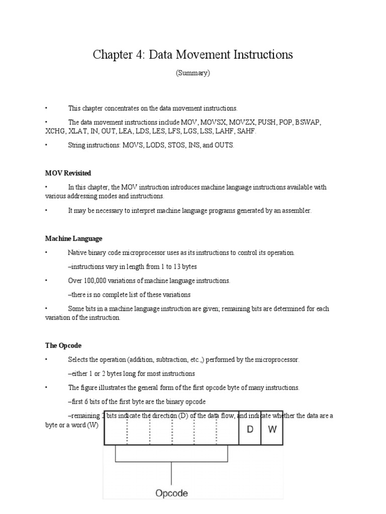 Data Movement Instructions Overview | PDF | Assembly Language | Subroutine