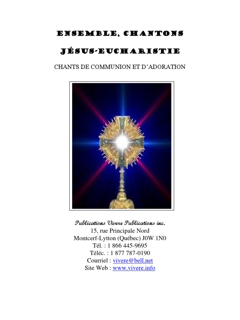 Ensemble Chantons Jesus Eucharistie Pdf Eucharistie Jesus