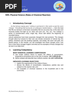 I. Introductory Concept: SHS-Physical Science (Rates of Chemical Reaction)