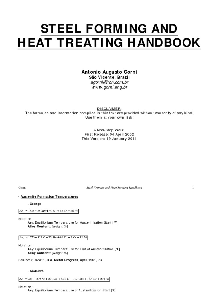 Steel Forming and Heat Treating Handbook | PDF | Science & Mathematics