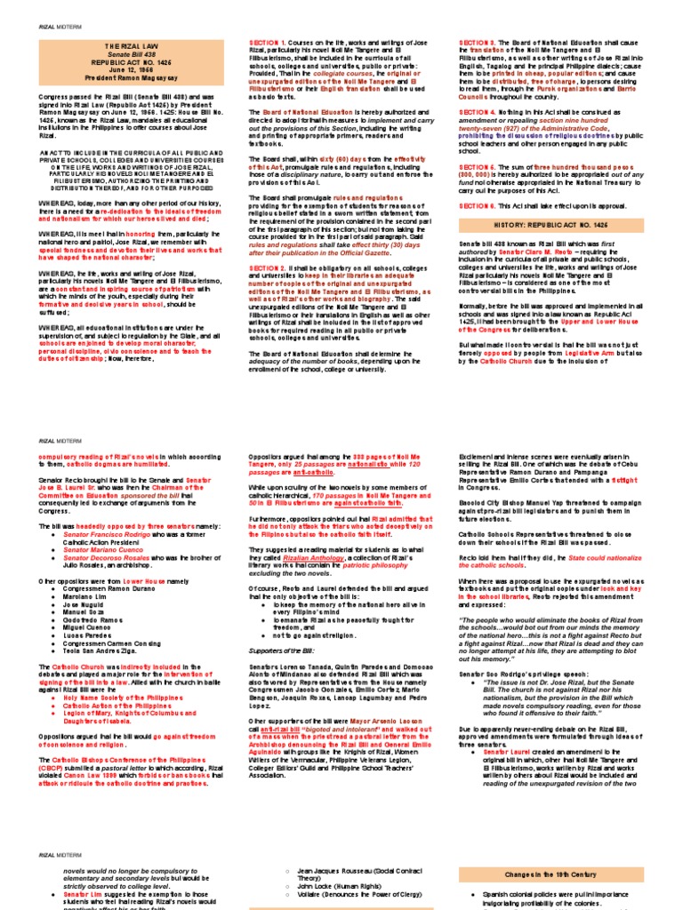 Rizal Notes Long Quiz No. 1 | PDF | Philippines