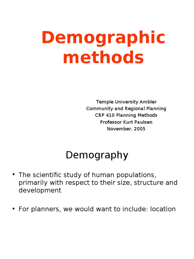 Demographic Methods PDF Demography Forecasting