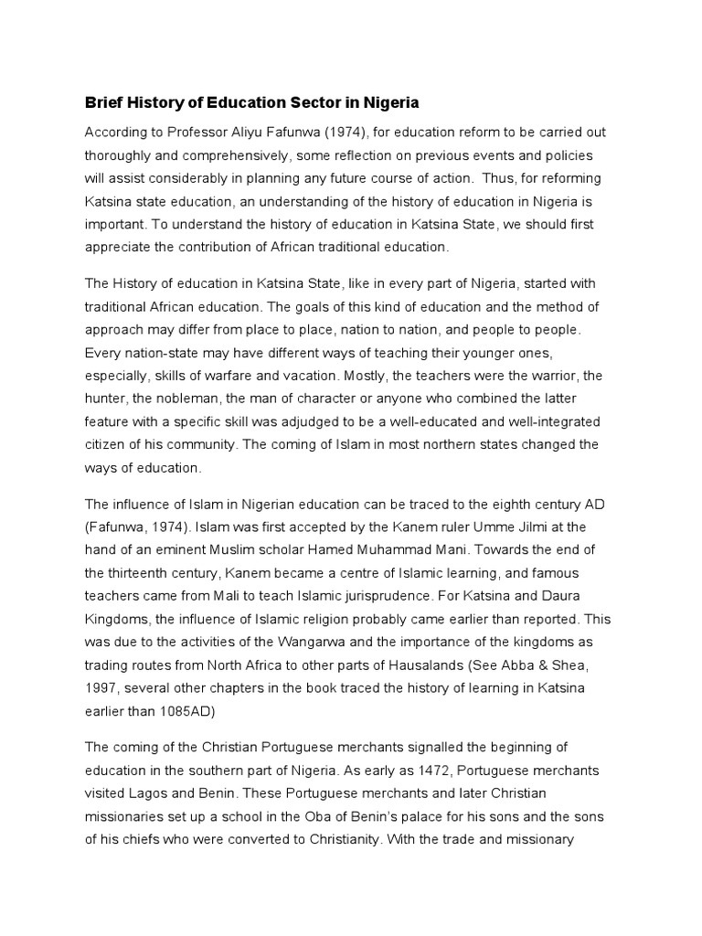 History of Education in Nigeria | PDF | Nigeria | Abrahamic Religions
