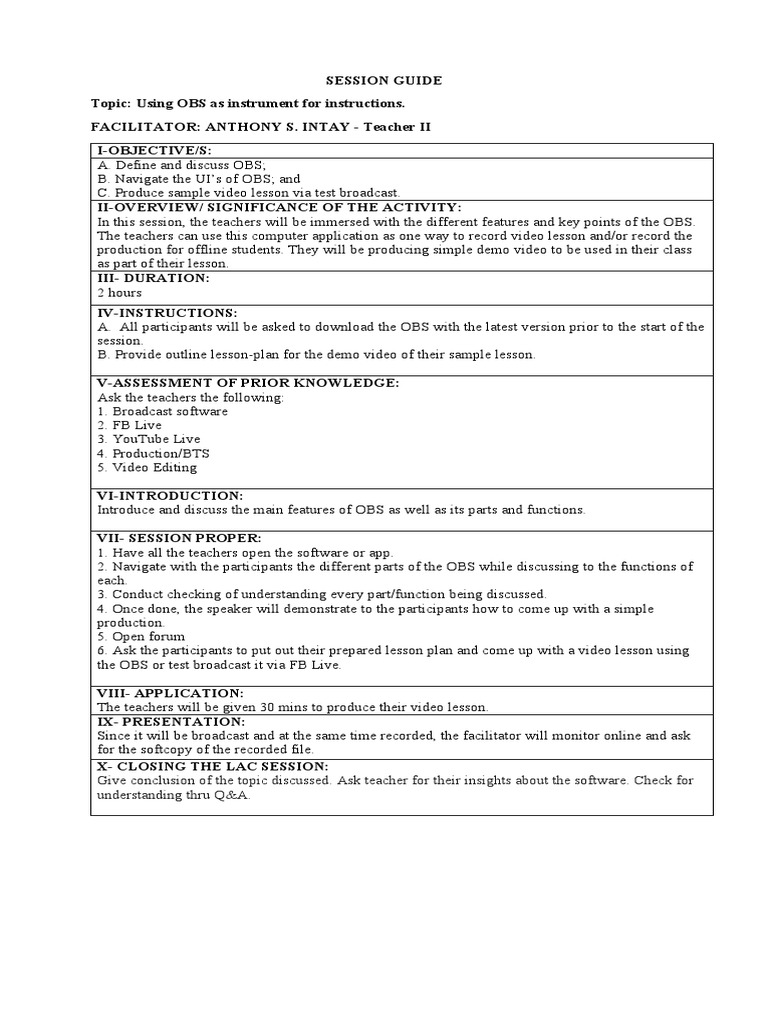 Session Guide A.intay | PDF