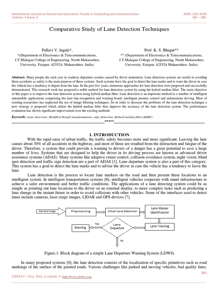 Comparative Study of Lane Detection Techniques | PDF | Traffic ...