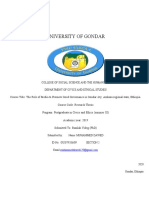University of Gondar: College of Social Science and The Humanities Department of Civics and Ethical Studies