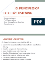 Listening: Principles of Effective Listening: Course Lecturers: Prof Sanjay Misra Engr. Etinosa Noma-Osaghae Ebere Owuama