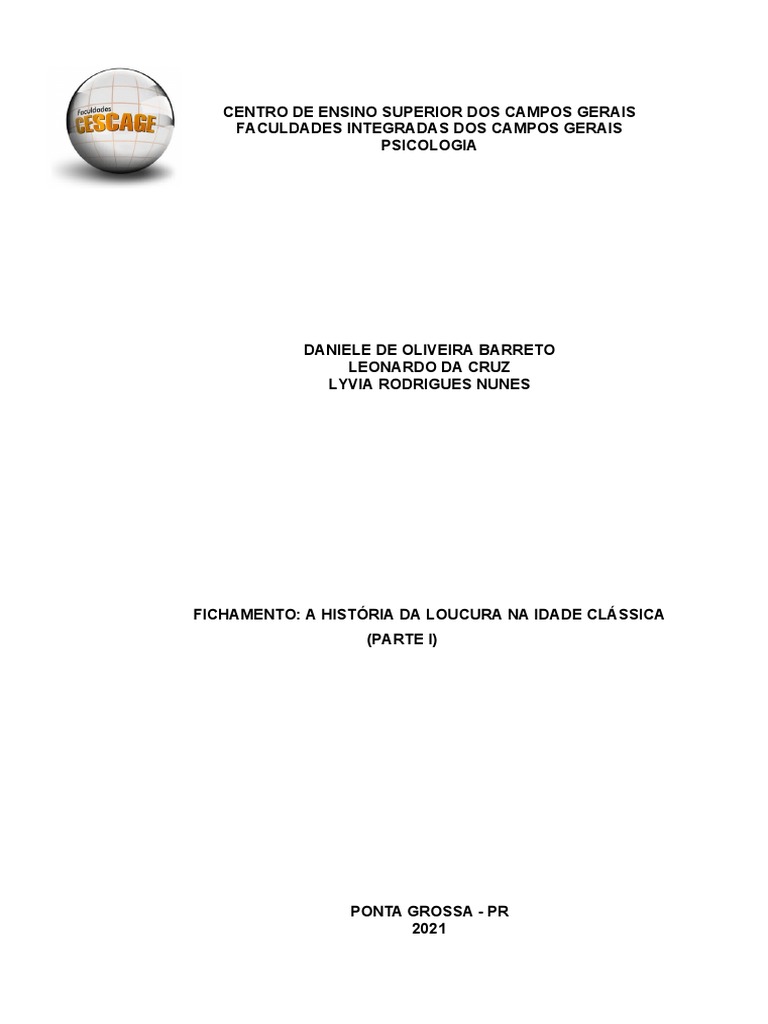 A História da Loucura na Idade Clássica A Grande Internação e o Mundo Correcional PDF
