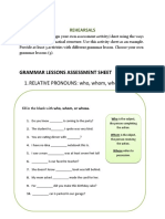 Grammar Lessons Assessment Sheet: 1. RELATIVE PRONOUNS: Who, Whom, Whose