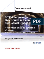3 Conference On Key Topics in Deep Geological Disposal: 1 Announcement