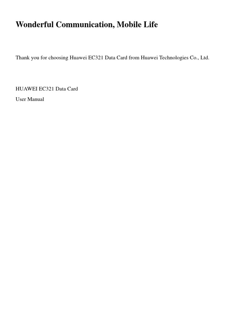 EC321 Data Card User Manual | PDF | Personal Identification Number ...