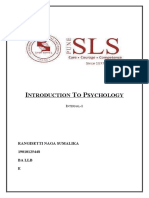 Ntroduction O Sychology: Rangisetti Naga Sumalika 19010125448 Ba LLB E