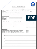 Requisition For Inspection: Date