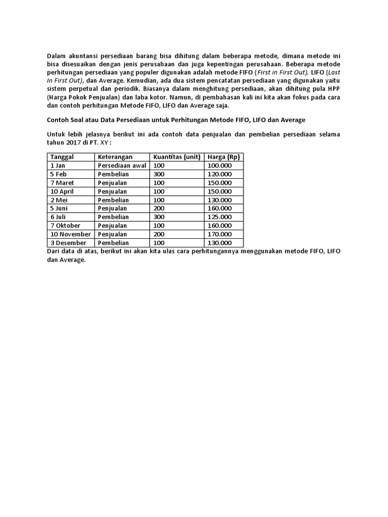 Metode FIFO, LIFO, AVERAGE | PDF