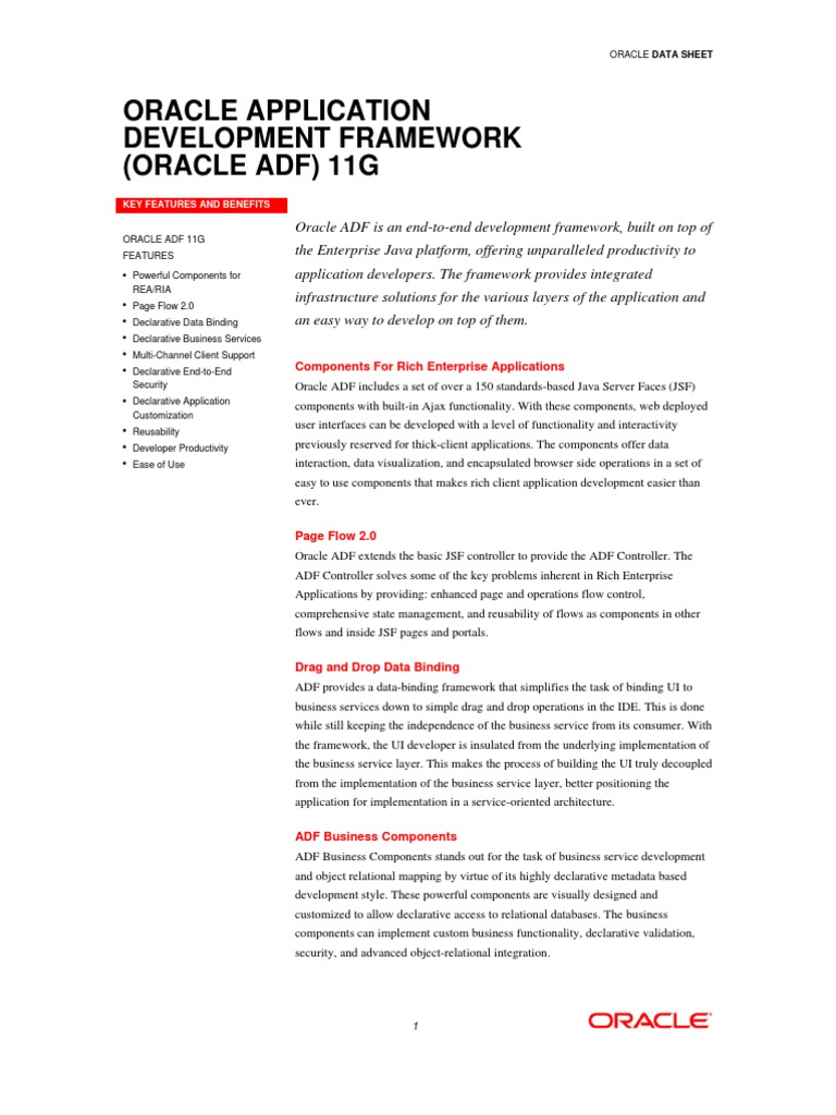 Overview of Oracle ADF 11g Features | PDF | Java Server Faces ...