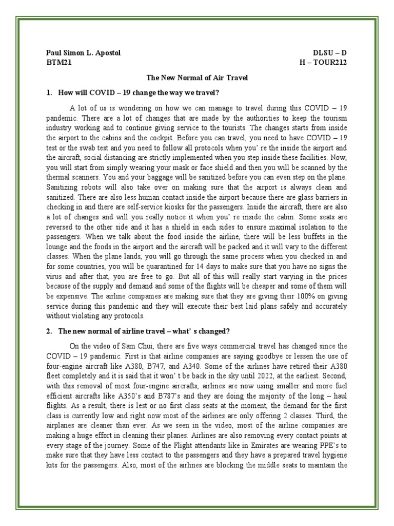 The New Normal of Air Travel | PDF | Airlines | Flight Attendant