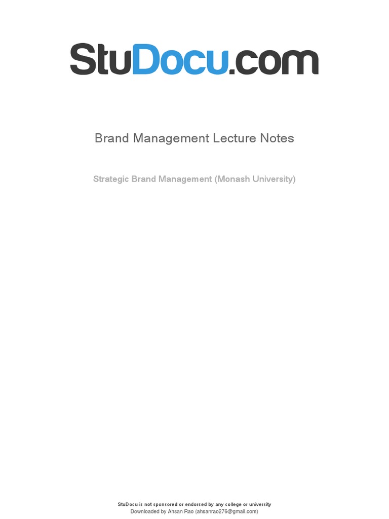 Brand Management Lecture Notes Pdf Brand Marketing Communications