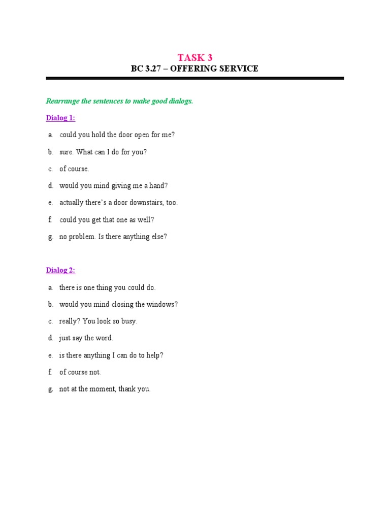 Service Offering Dialogs Exercise | PDF | Self-Improvement