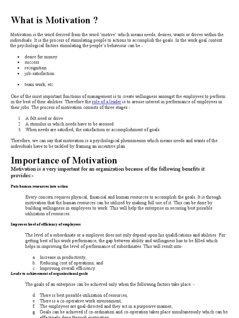 Importance of Motivation in Organizations | PDF | Motivation | Motivational