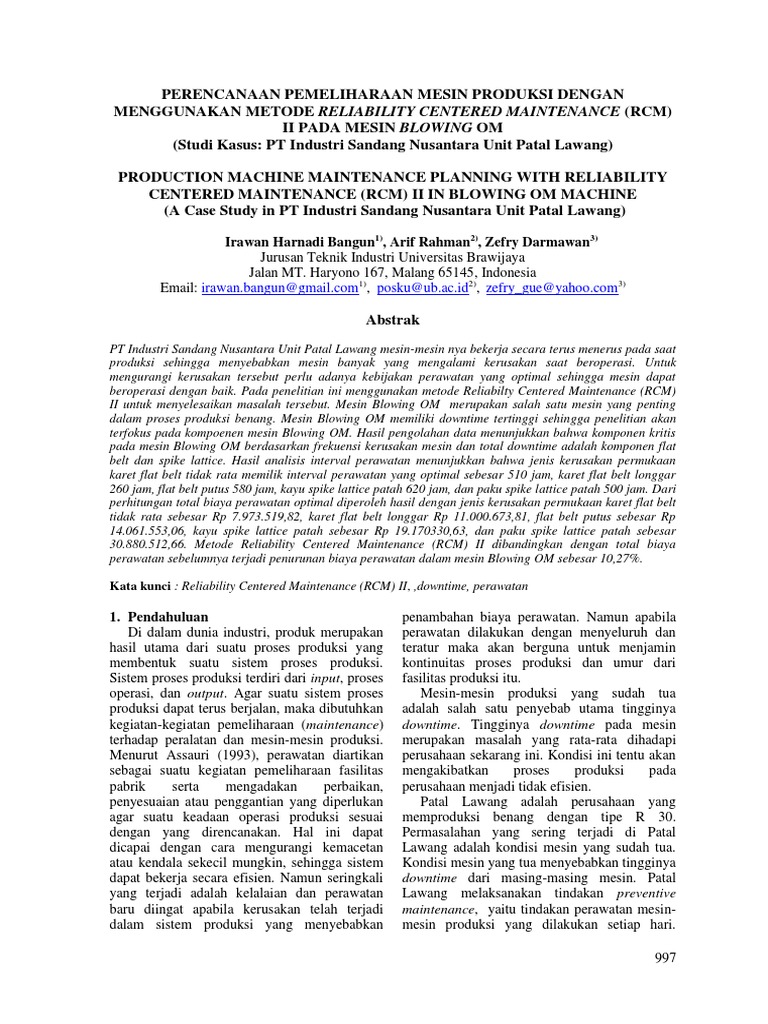 131249 Id Perencanaan Pemeliharaan Mesin Produksi 1 Pdf