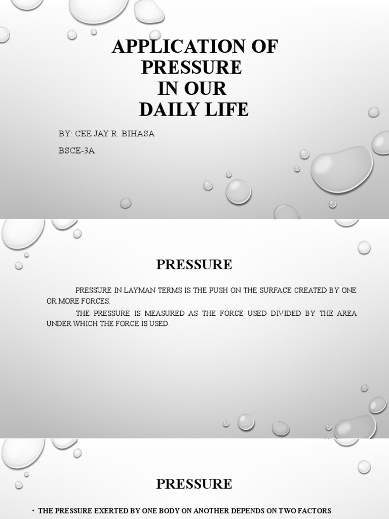 Applications of Pressure in Daily Life | PDF
