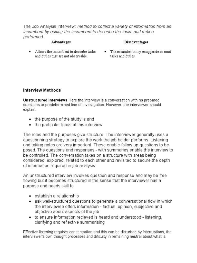 Job Analysis Interview Methods | PDF | Business | Interview