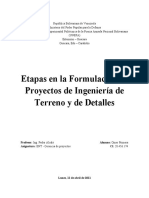 Etapas en La Formulación de Proyectos de Ingeniería de Terreno y de Detalles